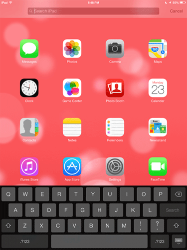 iPad Search and Keyboard